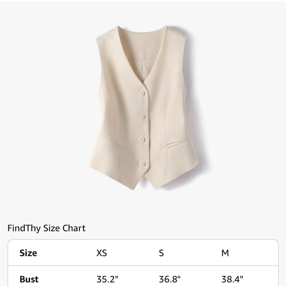 Trendy Cream Button-Up Vest New With Tags - Picture 3 of 6